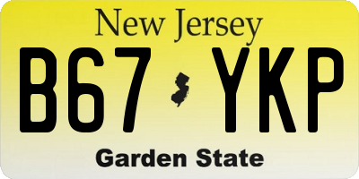 NJ license plate B67YKP