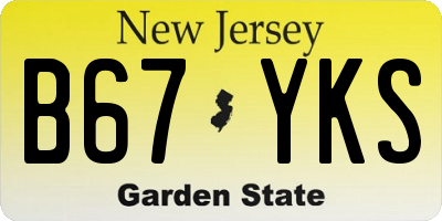 NJ license plate B67YKS