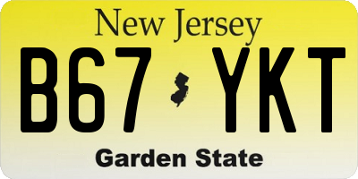 NJ license plate B67YKT