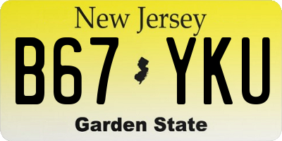 NJ license plate B67YKU