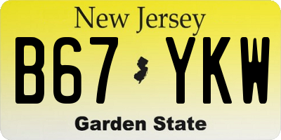 NJ license plate B67YKW