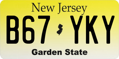 NJ license plate B67YKY