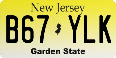 NJ license plate B67YLK