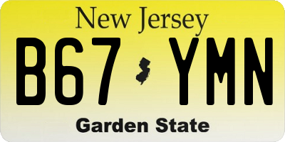 NJ license plate B67YMN