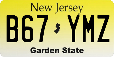 NJ license plate B67YMZ