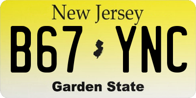 NJ license plate B67YNC