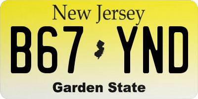 NJ license plate B67YND