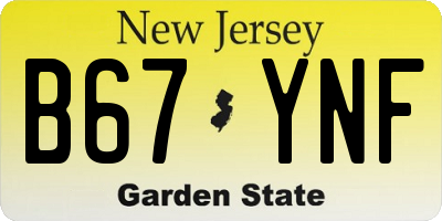 NJ license plate B67YNF