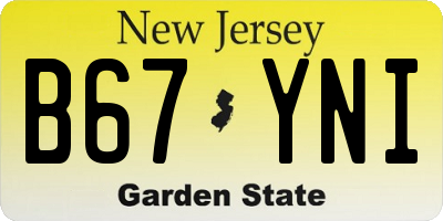 NJ license plate B67YNI