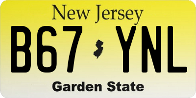 NJ license plate B67YNL