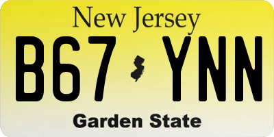 NJ license plate B67YNN