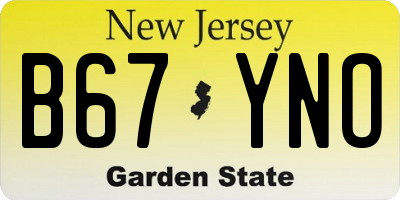 NJ license plate B67YNO