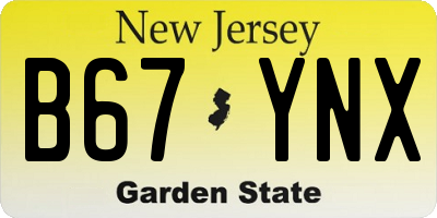 NJ license plate B67YNX