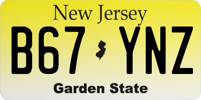 NJ license plate B67YNZ