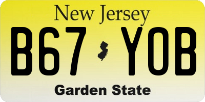 NJ license plate B67YOB