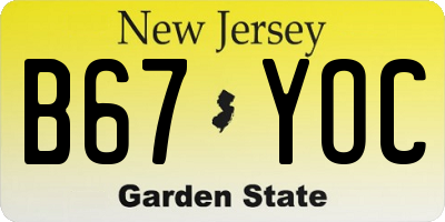 NJ license plate B67YOC