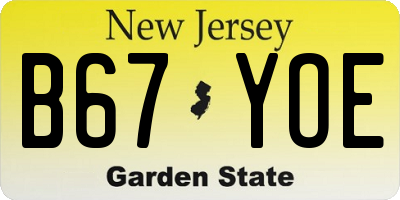 NJ license plate B67YOE