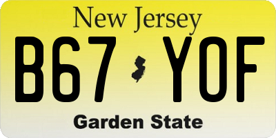 NJ license plate B67YOF