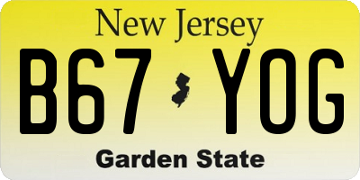 NJ license plate B67YOG