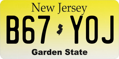 NJ license plate B67YOJ