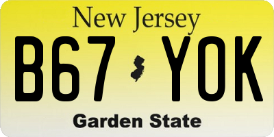 NJ license plate B67YOK