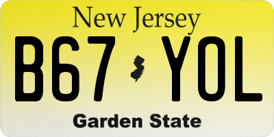 NJ license plate B67YOL