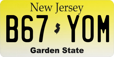 NJ license plate B67YOM