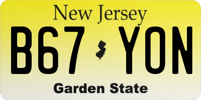 NJ license plate B67YON