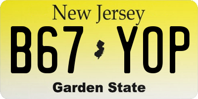 NJ license plate B67YOP