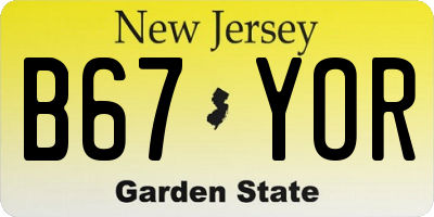 NJ license plate B67YOR