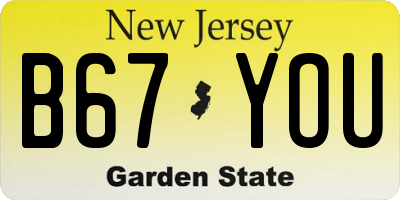 NJ license plate B67YOU