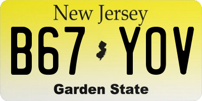 NJ license plate B67YOV
