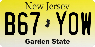 NJ license plate B67YOW