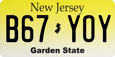 NJ license plate B67YOY