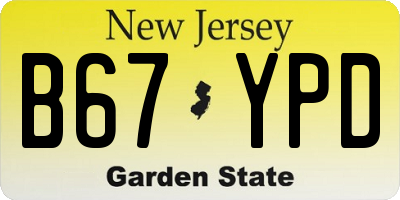 NJ license plate B67YPD