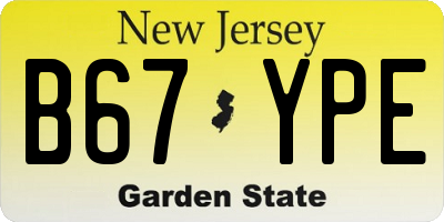 NJ license plate B67YPE