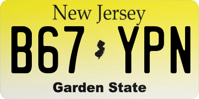 NJ license plate B67YPN
