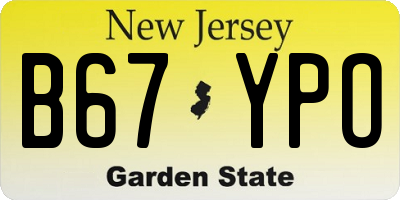 NJ license plate B67YPO