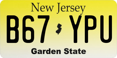 NJ license plate B67YPU