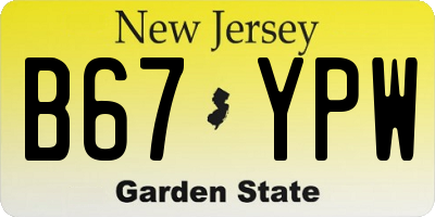 NJ license plate B67YPW