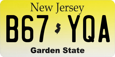 NJ license plate B67YQA