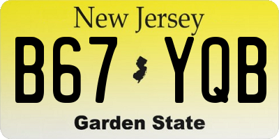 NJ license plate B67YQB
