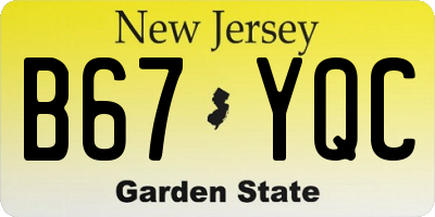 NJ license plate B67YQC