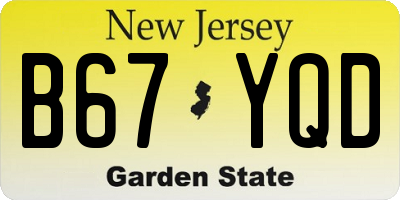 NJ license plate B67YQD