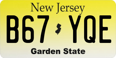 NJ license plate B67YQE