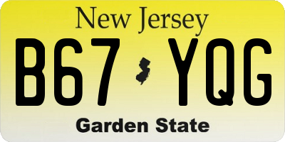 NJ license plate B67YQG