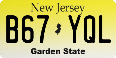 NJ license plate B67YQL