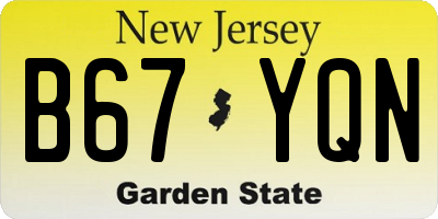 NJ license plate B67YQN
