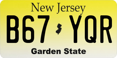NJ license plate B67YQR