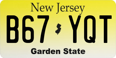 NJ license plate B67YQT
